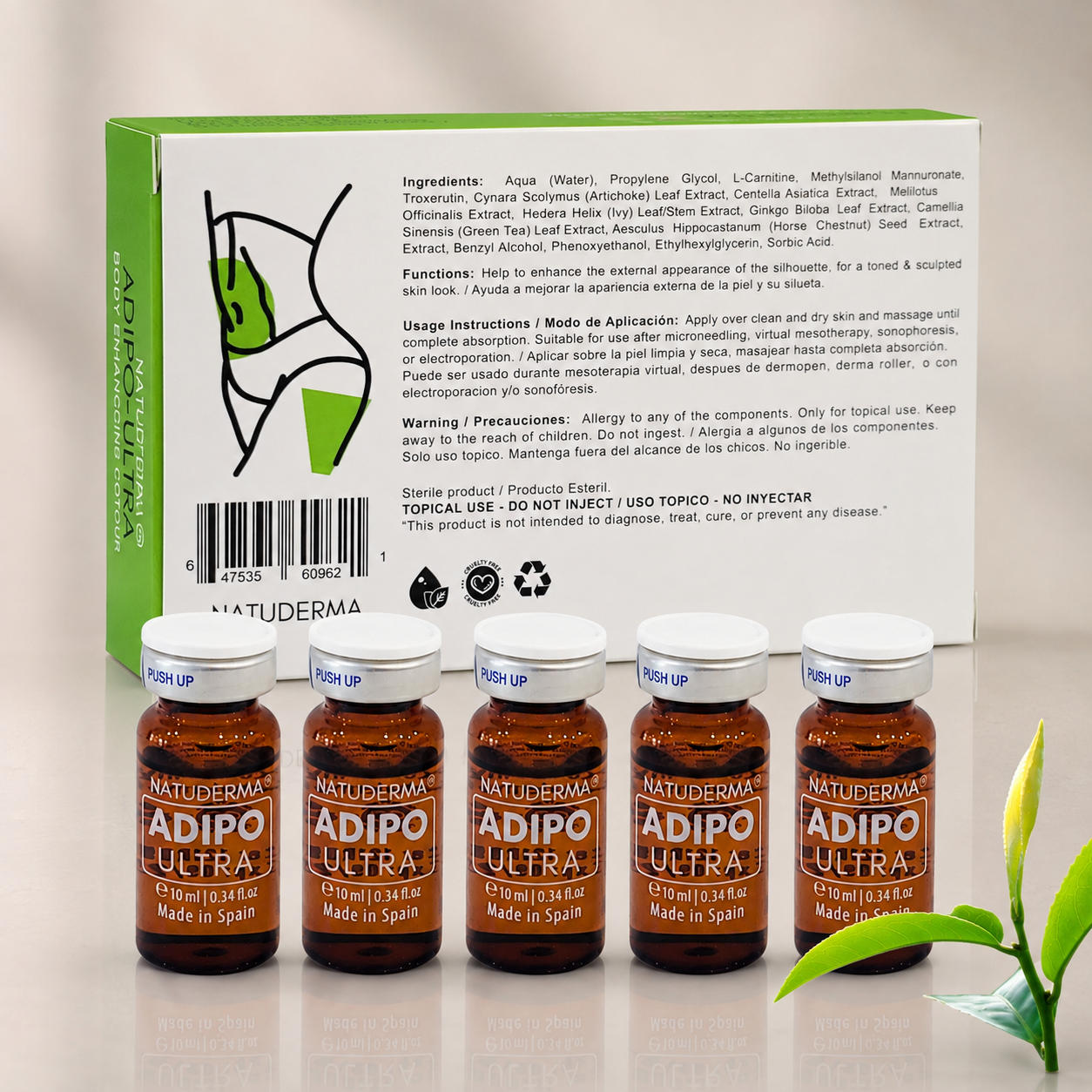 ADIPO ULTRA Body Contouring - Microneedling & Mesotherapy Serum (5 Vials x 10ml)