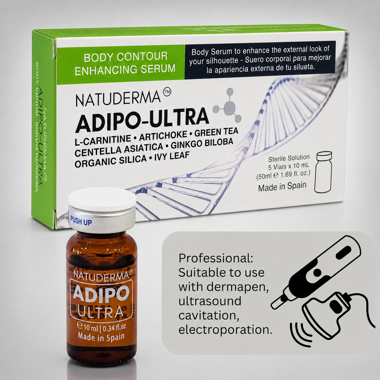ADIPO ULTRA Body Contouring - Microneedling & Mesotherapy Serum (5 Vials x 10ml)