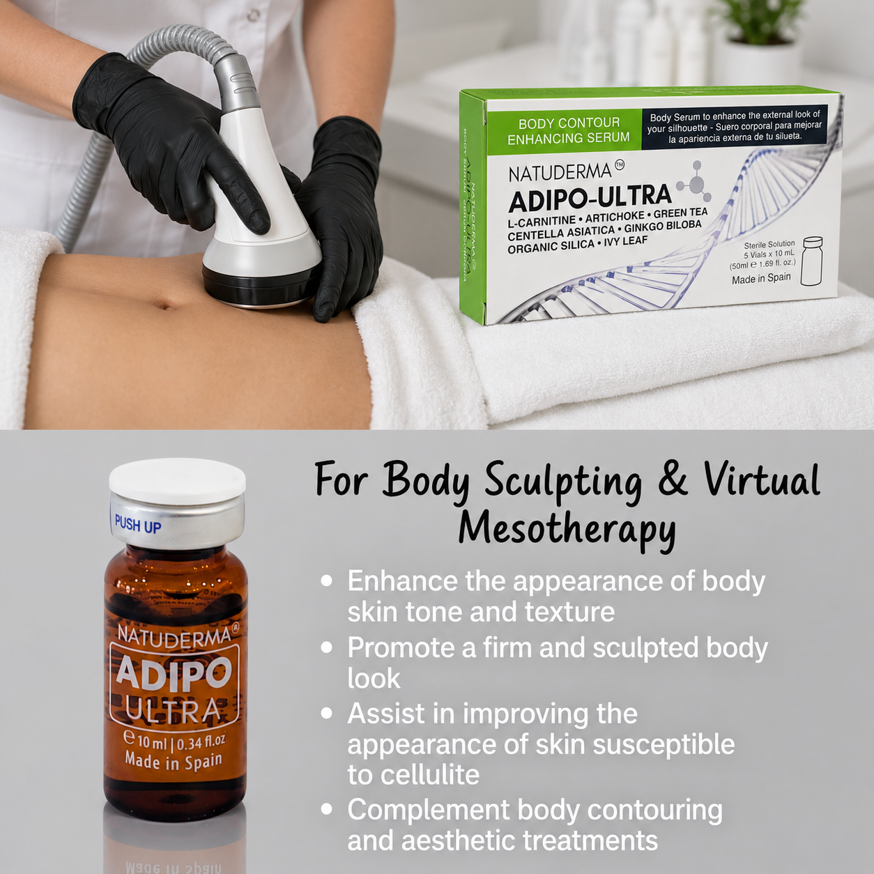 ADIPO ULTRA Body Contouring - Microneedling & Mesotherapy Serum (5 Vials x 10ml)