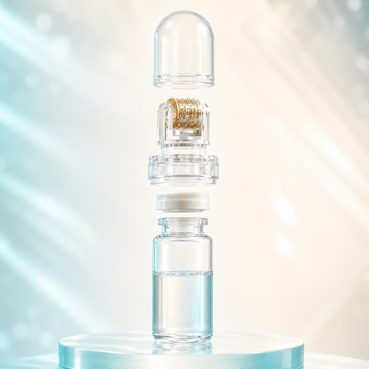Hydra Titanium Needle Roller 64 Pins Micro-Tips Derma Needles Skincare Anti-Aging Whitening Bottle Roller Serum Reusable