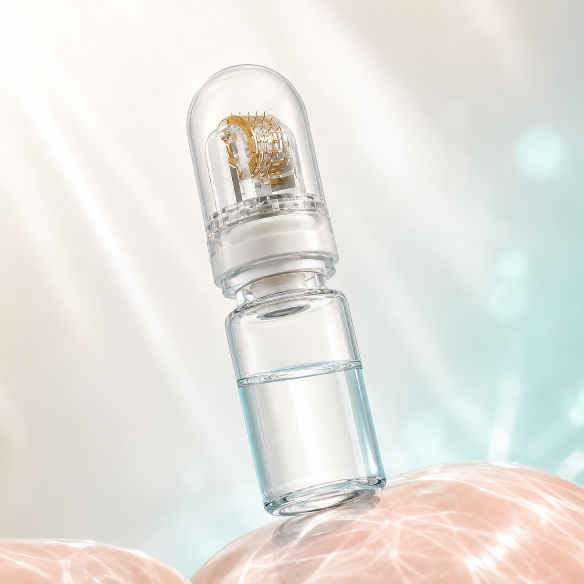 Hydra Titanium Needle Roller 64 Pins Micro-Tips Derma Needles Skincare Anti-Aging Whitening Bottle Roller Serum Reusable