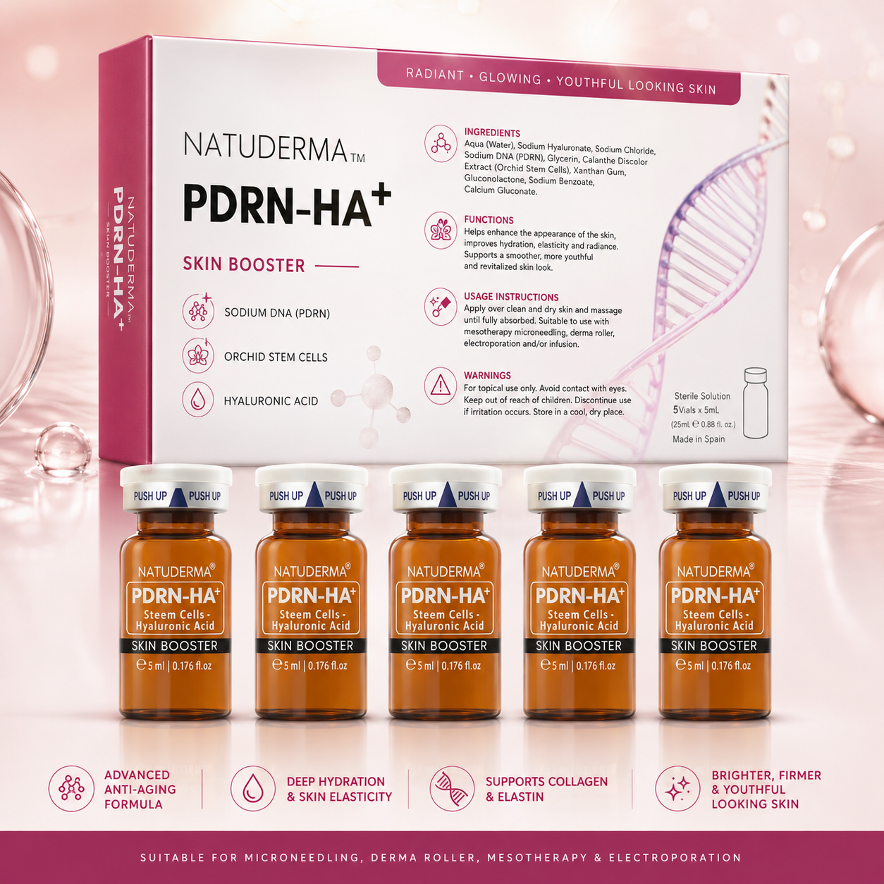NATUDERMA PDRN + HA Skin Booster - Microneedling & Mesotherapy Serum