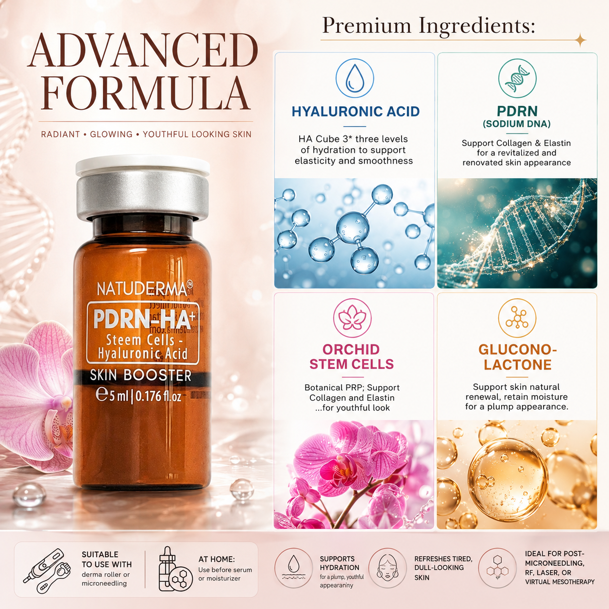 NATUDERMA PDRN + HA Skin Booster - Microneedling & Mesotherapy Serum